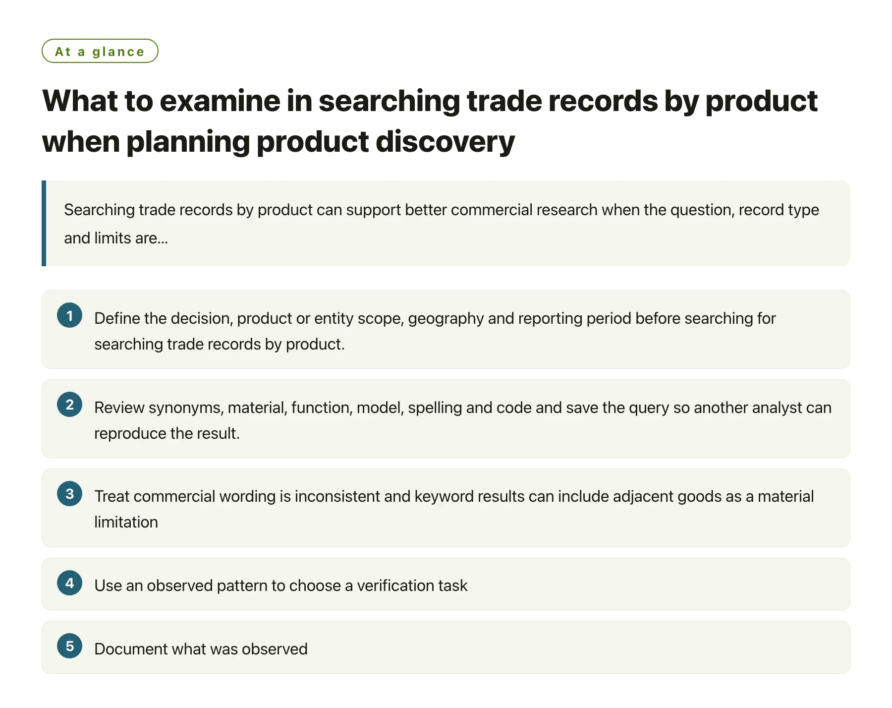 What to examine in searching trade records by product when planning product discovery——全文要点速览